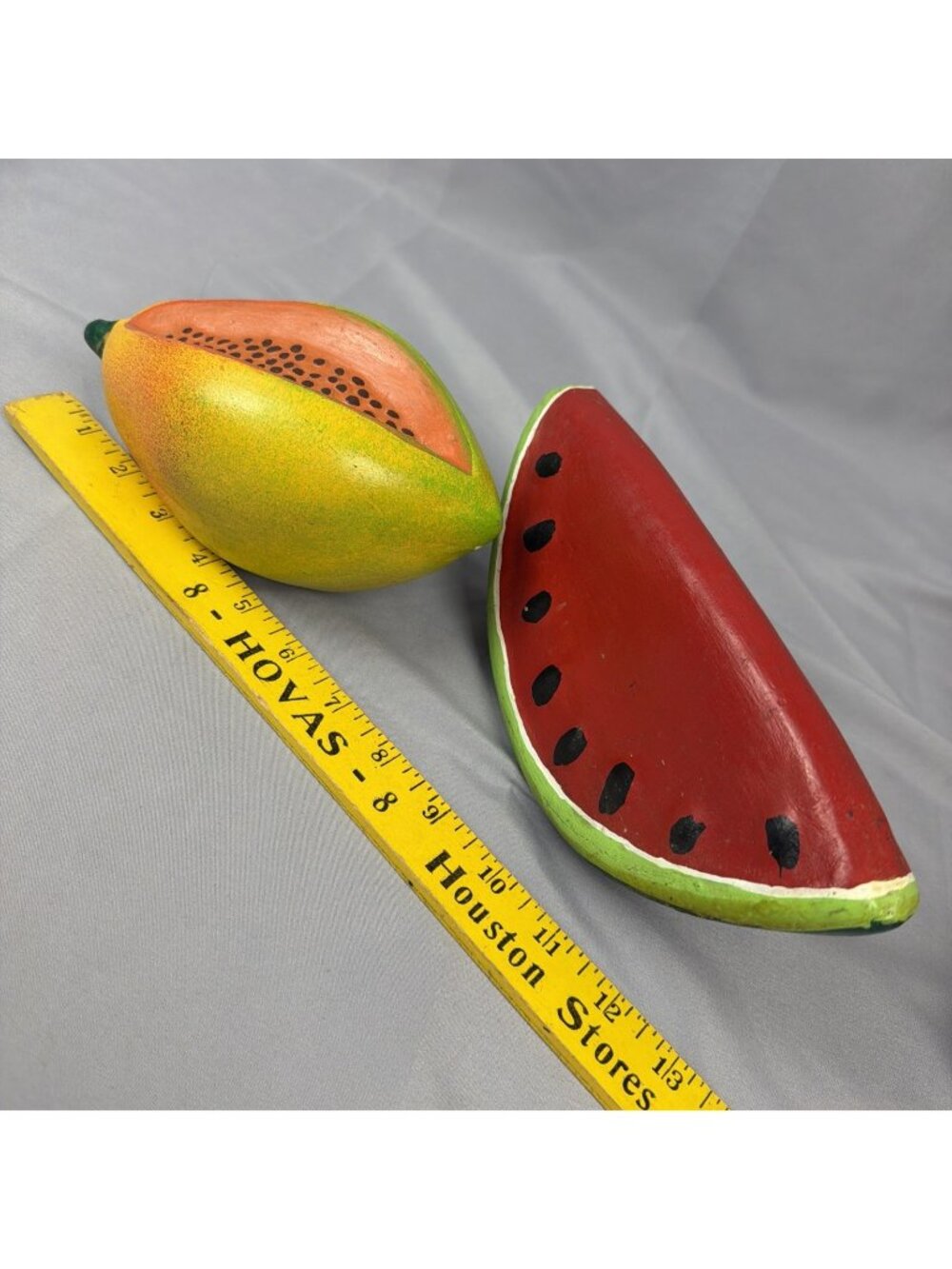VTG Mexican Terracotta Clay Life Size Decorative Fruit Papaya Watermelon HP